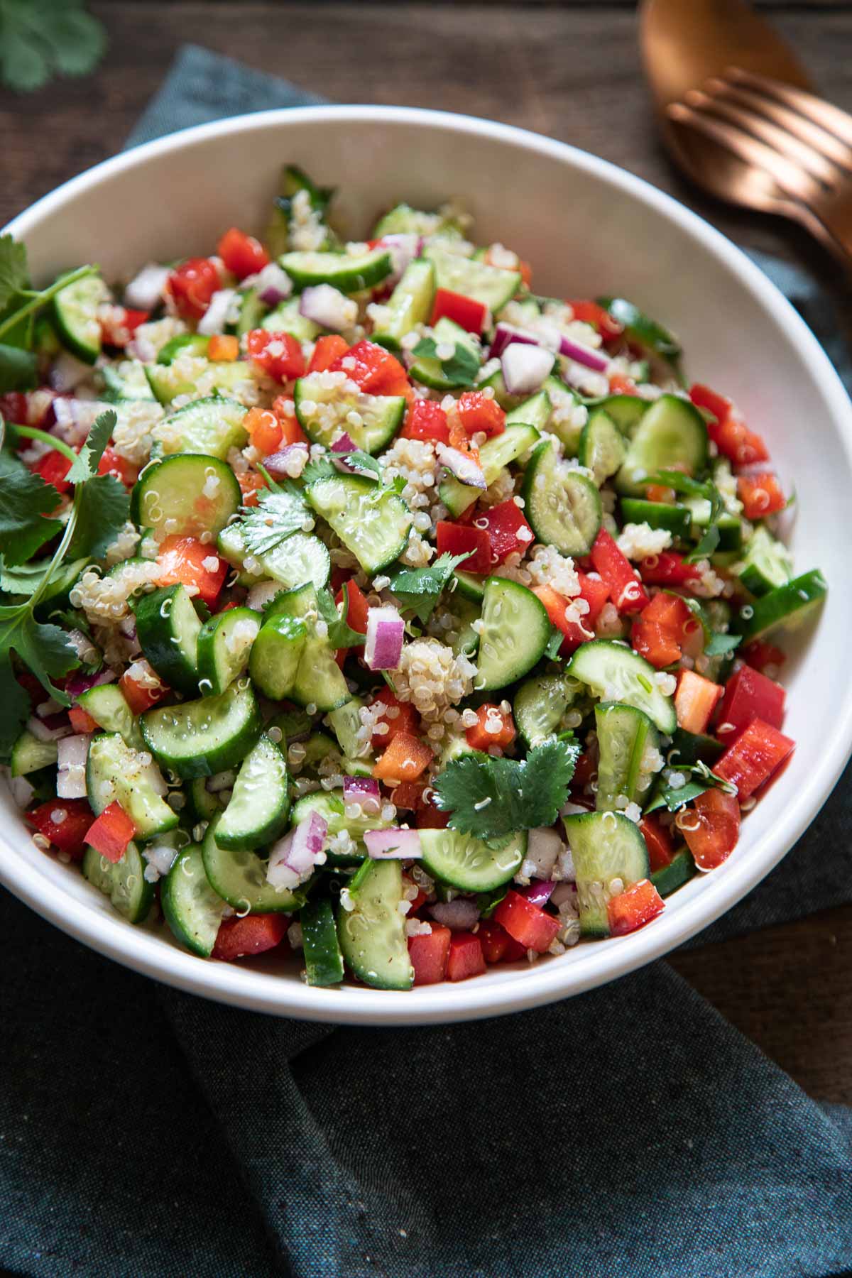side dishes for grilled chicken - cold, gluten free, and make ahead recipes - mediterranean cucumber salad in bowl