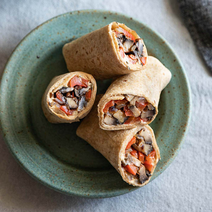 Roasted Vegetable Hummus Wraps with Feta - She Likes Food