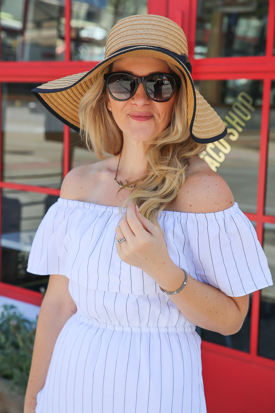 Off the Shoulder Dress & Jewelry